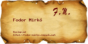 Fodor Mirkó névjegykártya